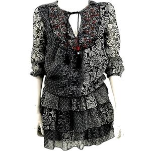 SuiteBlanco Women's XS Beaded Black White Dress